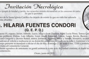 Invitación Necrológica: Hilaria Fuentes Condori