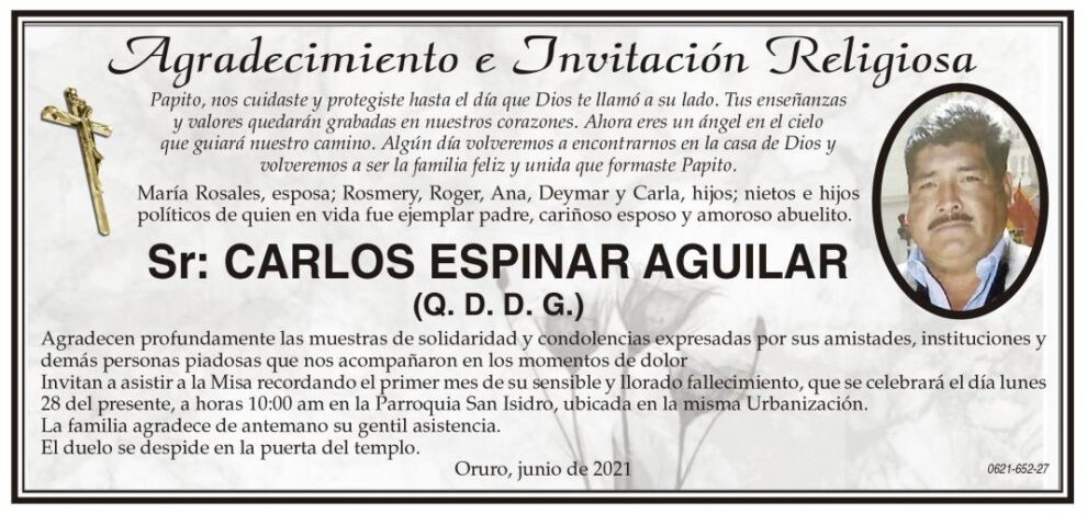 Agradecimiento e Invitación Religiosa por Carlos Espinar Aguilar