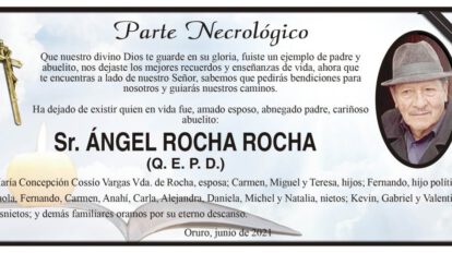 Parte Necrológico de Ángel Rocha Rocha