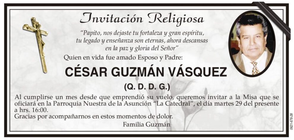 Invitación Religiosa César Guzmán Vásquez