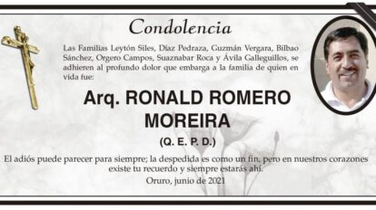 Condolencia por Ronald Romero Moreira
