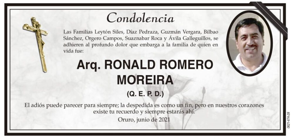 Condolencia por Ronald Romero Moreira