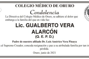 Condolencia por Lic. Gualberto Vera Alarcón