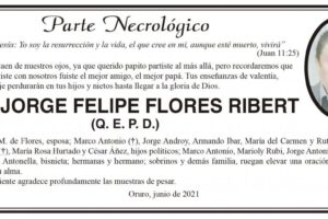 Parte Necrológico de Prof. Jorge Felipe Flores Ribert