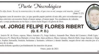 Parte Necrológico de Prof. Jorge Felipe Flores Ribert
