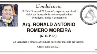 Condolencia por Ronald Antonio Romero Moreira