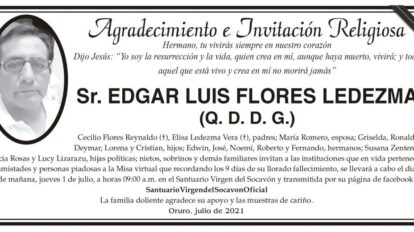 Agradecimiento e Invitación Religiosa por Edgar Luis Flores Ledezma