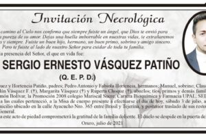 Invitación Necrológica para Sergio Ernesto Vásquez Patiño
