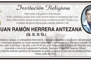 Invitación Religiosa para Juan Ramón Herrera Antezana