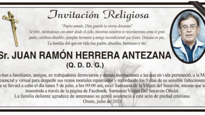Invitación Religiosa para Juan Ramón Herrera Antezana