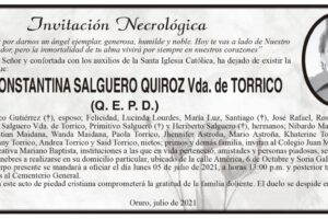 Invitación Necrológica de Constantina Salguero Quiroz