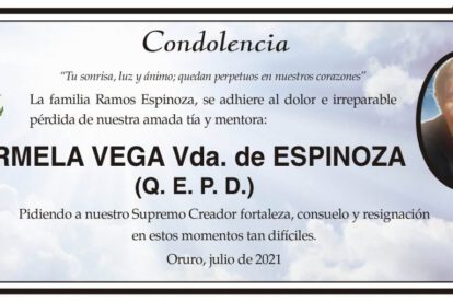 Condolencia por la pérdida de Carmela Vega Vda. de Espinoza