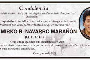 Condolencia por la pérdida del Ing. Mirko B. Navarro Marañón
