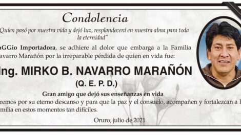 Condolencia por la pérdida del Ing. Mirko B. Navarro Marañón