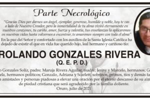 Parte Necrológico de Rolando Gonzales Rivera