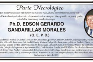 Necrológico de Ph.D. Edson Gerardo Gandarillas Morales