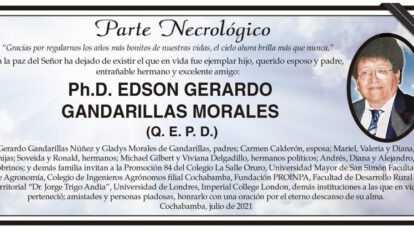 Necrológico de Ph.D. Edson Gerardo Gandarillas Morales