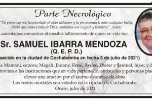 Parte Necrológico de Samuel Ibarra Mendoza