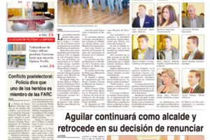 Portadas impresas del periódico La Patria, jueves 14 de noviembre de 2019