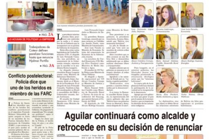 Portadas impresas del periódico La Patria, jueves 14 de noviembre de 2019