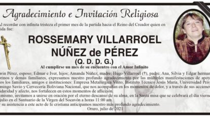Agradecimiento e Invitación Religiosa por Rosemary Villarroel Núñez de Pérez