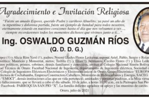 Agradecimiento e Invitación Religiosa por Ing. Oswaldo Guzmán Ríos