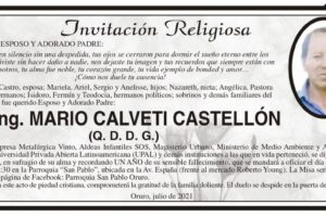 Invitación Religiosa para Ing. Mario Calveti Castellón
