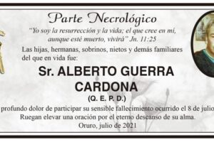 Parte Necrológico de Alberto Guerra Cardona