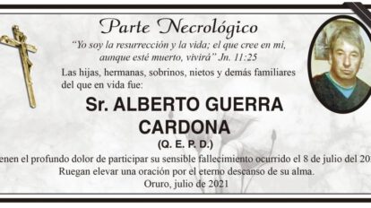 Parte Necrológico de Alberto Guerra Cardona