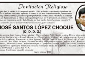Invitación Religiosa para José Santos López Choque