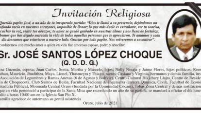 Invitación Religiosa para José Santos López Choque