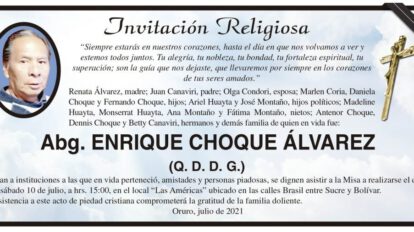 Obituario de Abg. Enrique Choque Álvarez