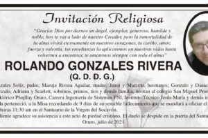 Invitación Religiosa para Rolando Gonzales Rivera