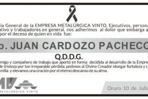 Obituario de Juan Cardozo Pacheco