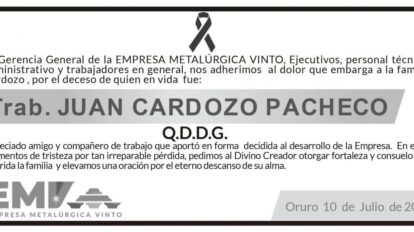 Obituario de Juan Cardozo Pacheco