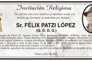Invitación Religiosa para Félix Patzi López