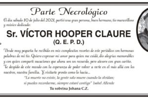 Parte Necrológico de Víctor Hooper Claure