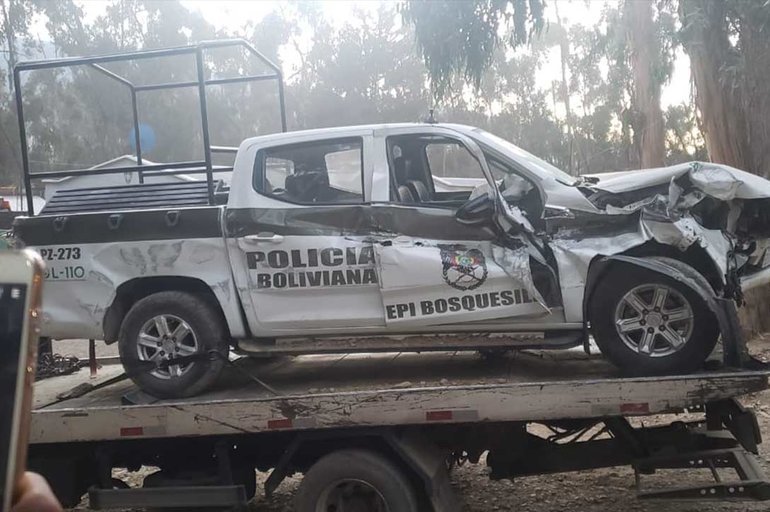 Robo de vehículo policial en La Paz