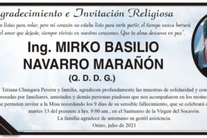 Agradecimiento e Invitación Religiosa por Ing. Mirko Basilio Navarro Marañón