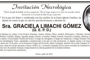 Invitación Necrológica de Graciela Limachi Gómez