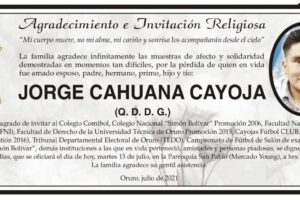Agradecimiento e Invitación Religiosa por JORGE CAHUANA CAYOJA