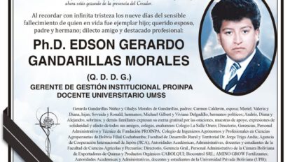 Agradecimiento por Ph.D. Edson Gerardo Gandarillas Morales