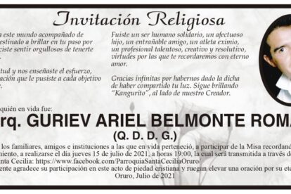 Invitación Religiosa para GURIEV ARIEL BELMONTE ROMANO