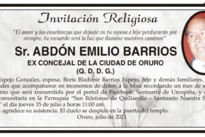 Invitación Religiosa para Abdón Emilio Barrios