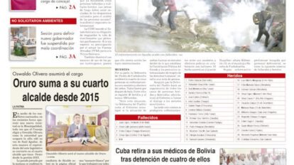 Portadas impresas del periódico La Patria