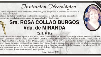 Invitación Necrológica de Rosa Collao Burgos