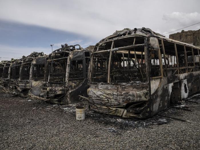 Imagen de la quema de buses PumaKatari en 2019