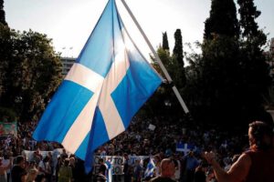 Protesta antivacunas en Grecia