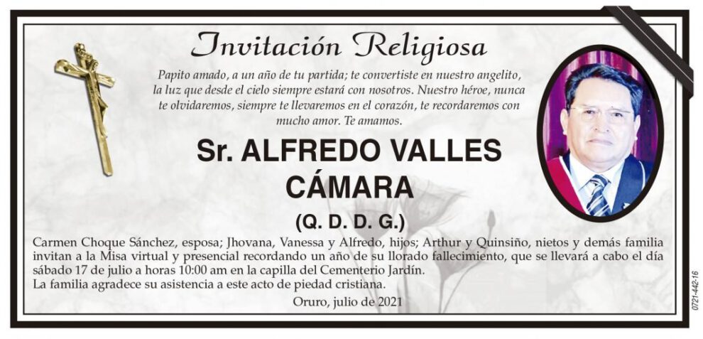 Invitación Religiosa para Alfredo Valles Cámara