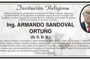 Ing. Armando Sandoval Ortuño, invitación religiosa en su memoria
